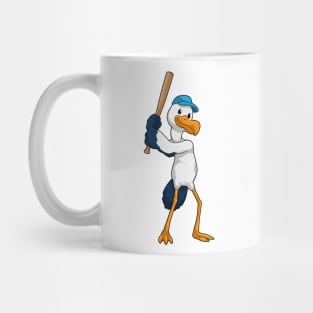 Stork at Baseball with Baseball bat Mug